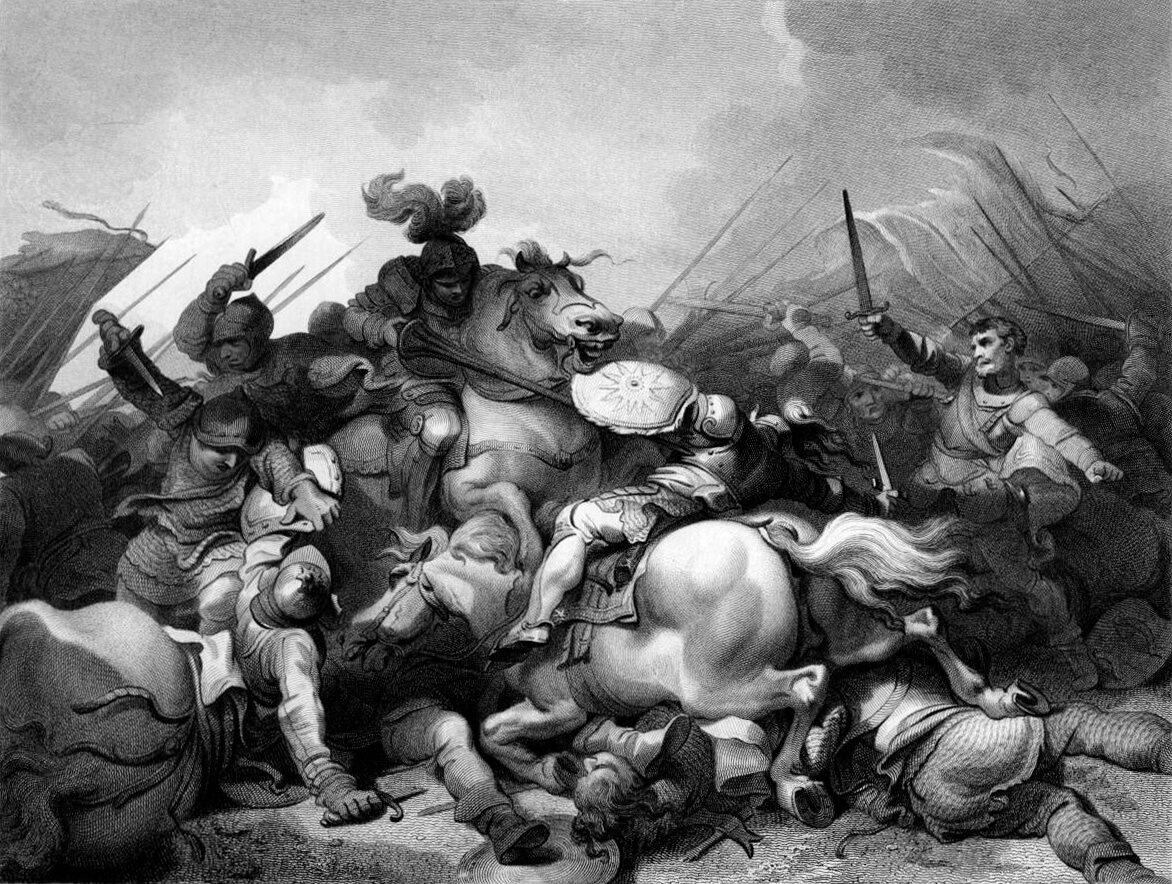 A painting recreating the Battle of Bosworth