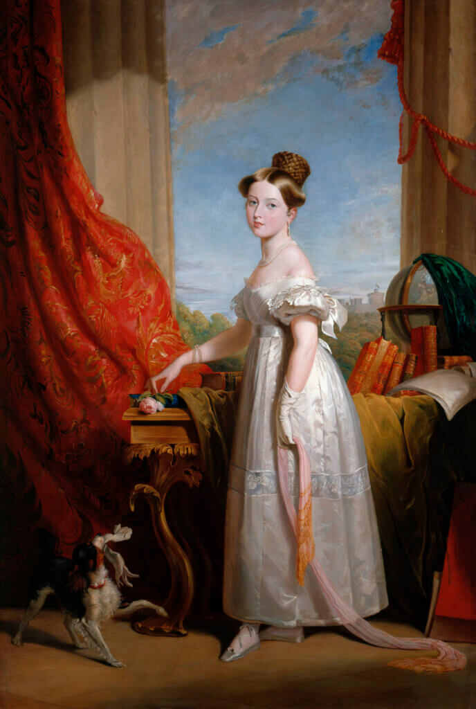A painting of Princess Victoria with her dog in 1833