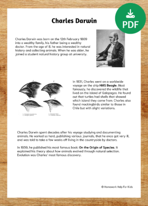 Charles Darwin Personal Profile Comprehension Worksheet