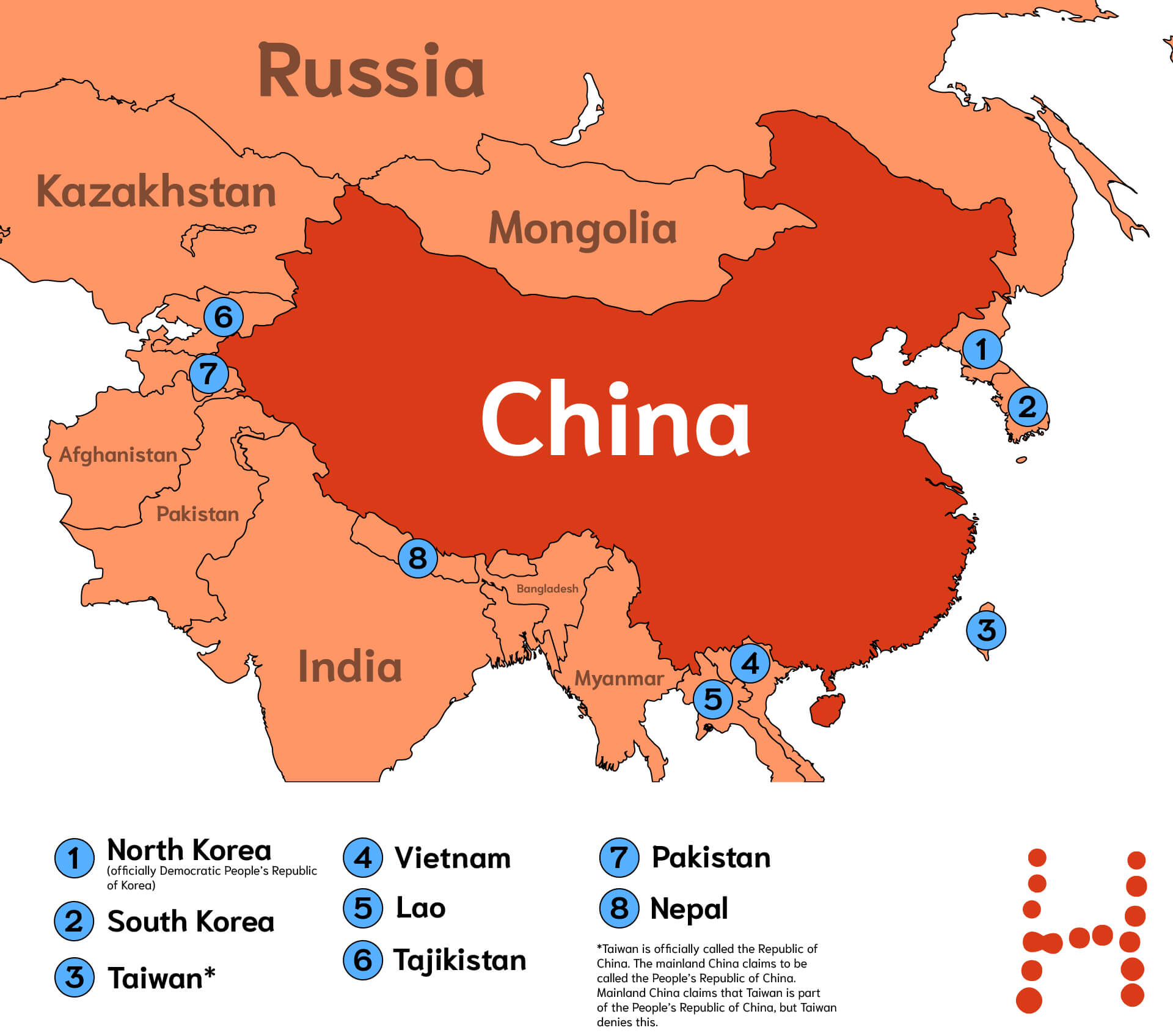 Map Of China And Its Neighbors - United States Map