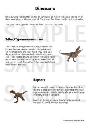 Dinosaurs Worksheet