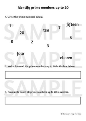 Identify prime numbers up to 20