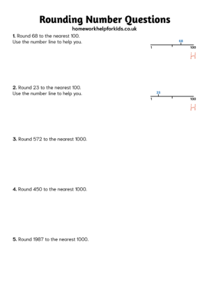 Rounding numbers worksheet