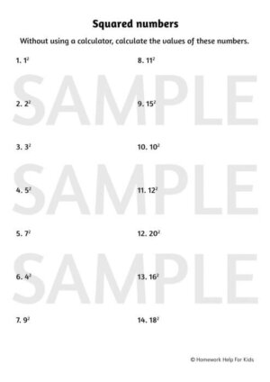 Squared and cubed numbers