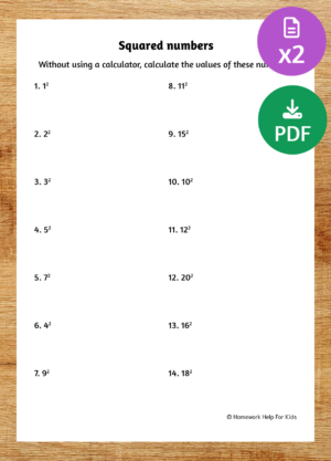 Squared and cubed numbers worksheet