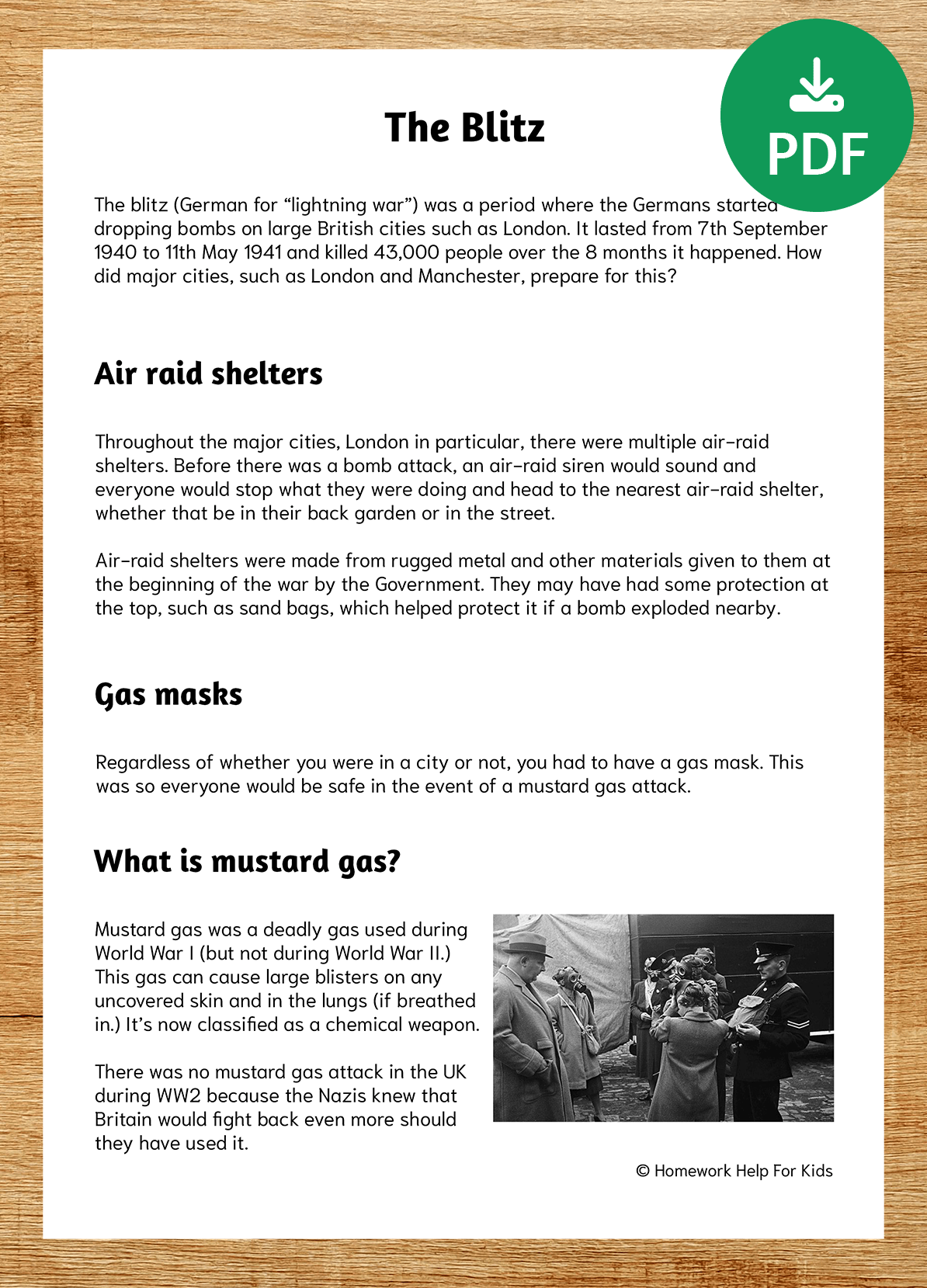 The Blitz World War 2 Comprehension Worksheet