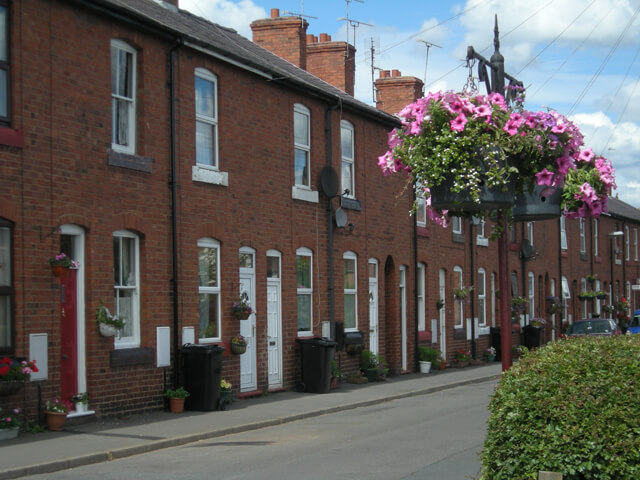A row of Victorian terraced houses 